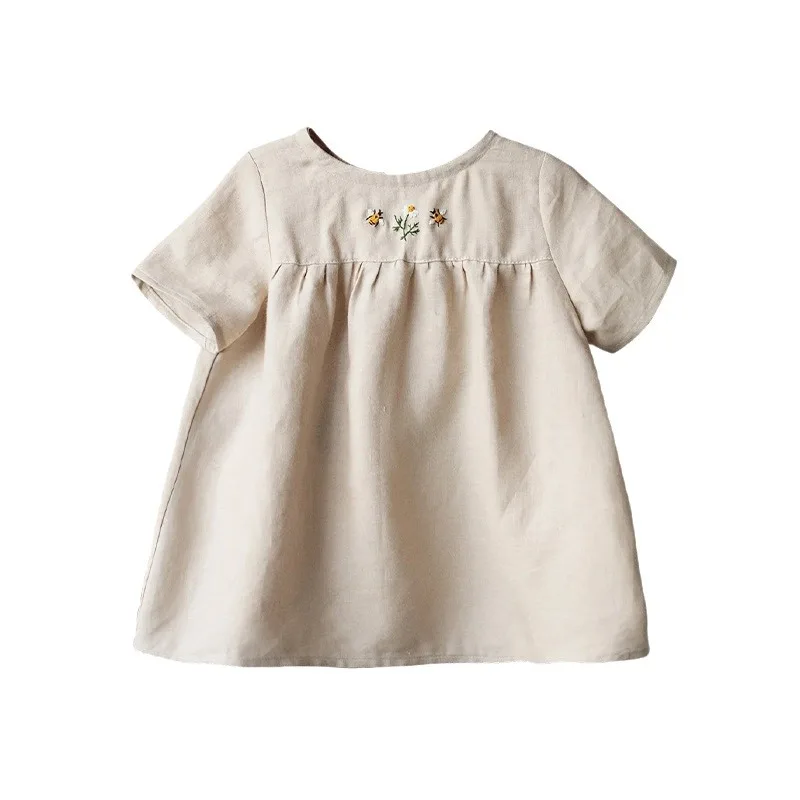 ทารกและเด็กวัยหัดเดินผ้าฝ้ายและผ้าลินินปัก Onesie ฤดูร้อนเด็กทารกและผู้หญิงเสื้อผ้าคลานเบาและระบายอากาศได้