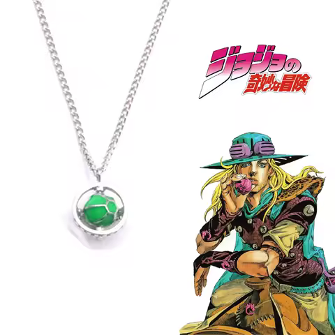 Anime JoJos Bizarre Adventure Ball Run Necklace Gyro Julius Caesar Zeppeli Cosplay Ball Pendant Necklaces Choker Jewelry