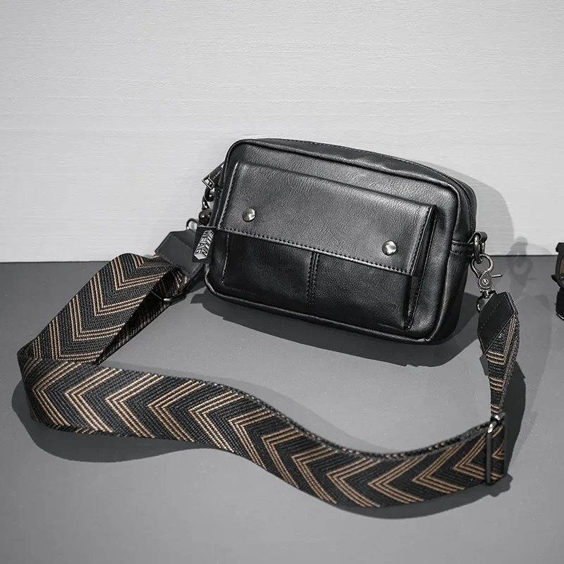 

Retro Men's Crossbdoy Bag Satchels Fashion Square Messenger Bag Men Wide Shoulder Strap Bags Soft PU Leather Crossbdoy Handbags
