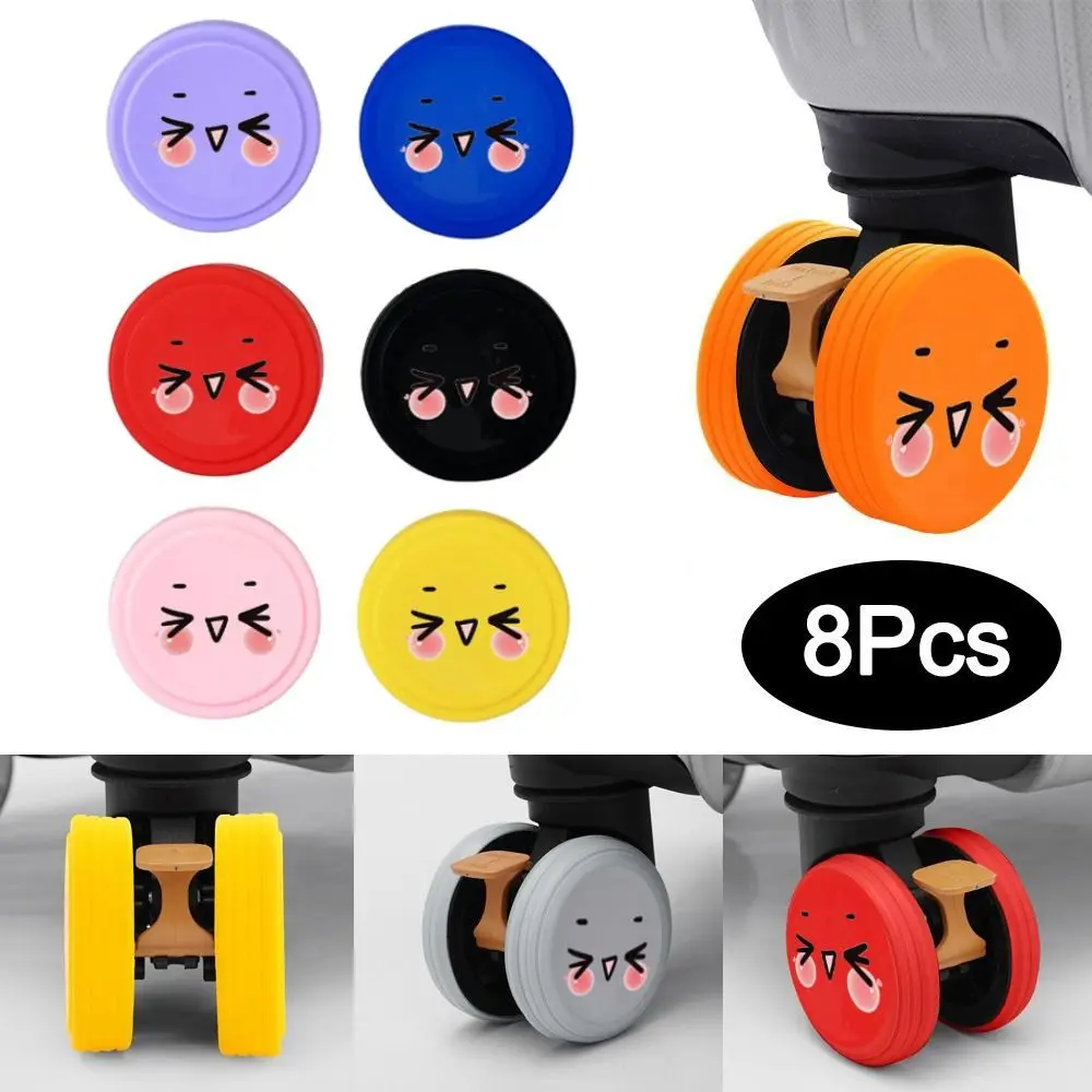 8Pcs Silicone Luggage Wheels Protector Cover Reduce Noise Anti-slip Suitcases Wheel Protection Rings Shock Absorption