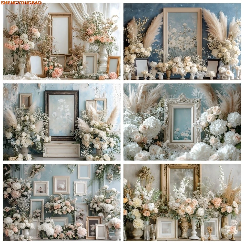 

Boho Floral Interior Room Scene Phtography Backdrop Vintage Frame Birthday Party Wedding Maternity Portrait Photo Background