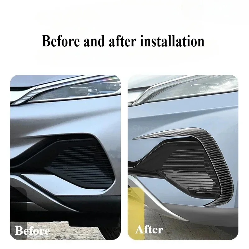 For BYD Atto3 Car Front Face Appearance Kit Front Face Blade Trim Modified Decorative Car Sticker Auto Light Frame Accessories