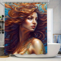Enchanting Underwater Mermaid Shower Curtain Soft Fabric Decorative Waterproof Bathtub Liner for Bathroom Accessories Multiple S