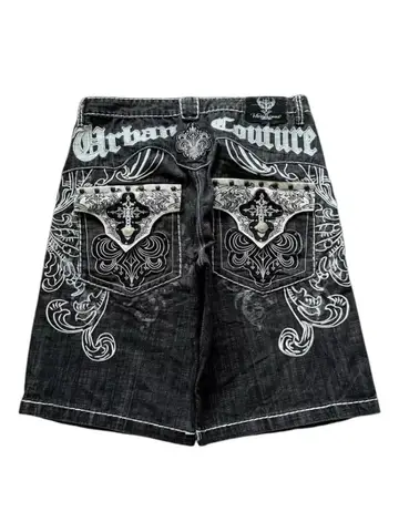 2025 अमेरिकी नए फैशन ओवरसाइज़्ड लेटर्स कढ़ाई वाले ढीले डेनिम शॉर्ट्स लेडीज़ Y2K हाराजुकु विंटेज हिप हॉप पॉप जोकर शॉर्ट्स 10 best sales महिलाओं के डेनिम शॉर्ट्स - №4