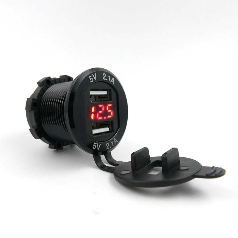 

DIY Metal Shell Aluminum Alloy Waterproof Car Charger 4.2A Dual USB with Voltmeter for Car Boat Motorcycle Mobile