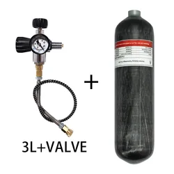 TUXING 300Bar 4500Psi 3L Carbon Fiber Cylinder with 6000psi Diving Valve for HPA Filling Scuba Diving Tank M18*1.5