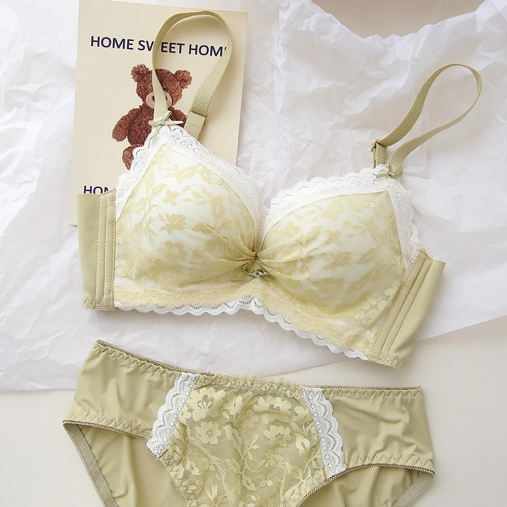 Soft Thickened Bra Set, Modal Wire-Free Lingerie for Girls, Push-Up for Small Bust - Image 2