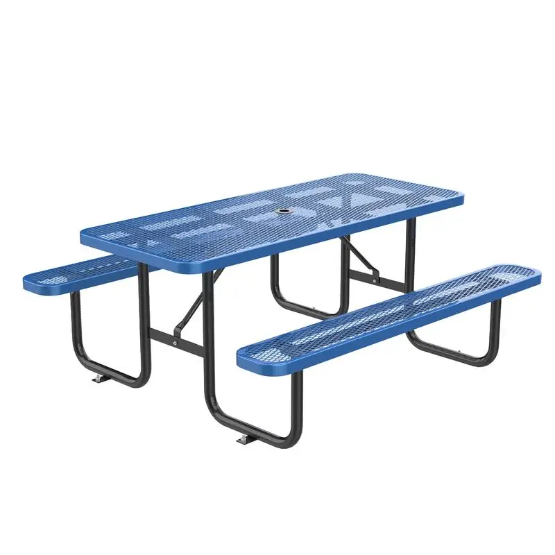 

96" Rectangular Blue Picnic Table - Durable Outdoor Furniture for Family Gatherings and Picnics