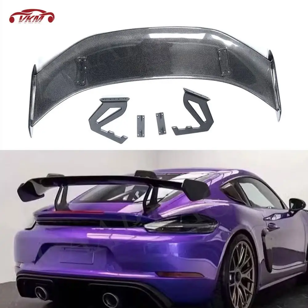 For Porsche Cayman Boxster 981 986 987 718 GT4 GTRS 2013+ Carbon Fiber Rear Trunk Duck Spoiler Wing Body Kits FRP Accessories