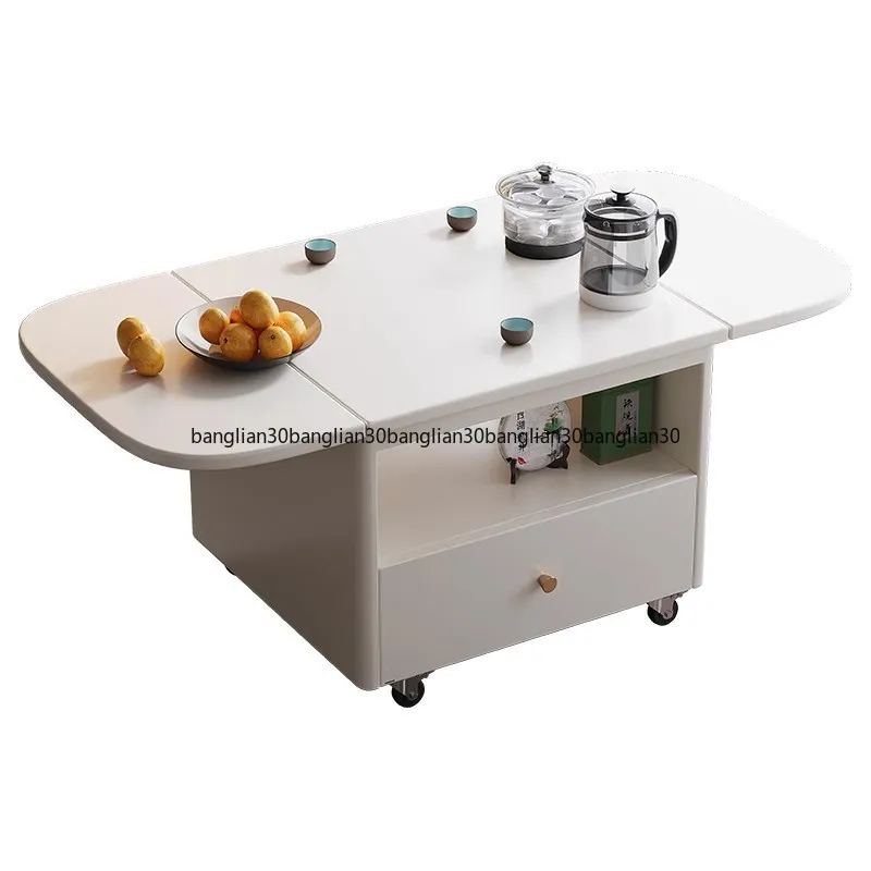 Solid Wood Trolley Foldable Sofa Side Several Multi-functional Dining Table Movable Coffee Table Storage Simple
