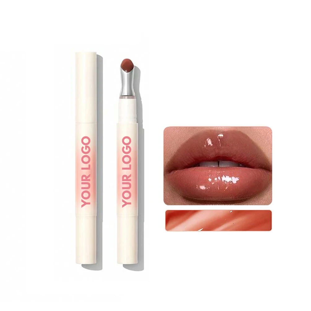 프라이빗 라벨 립글로스 맞춤 로고 8색 워터 라이트 보습 립밤 글로스 마사지 립스 자연 색상 메이크업 비건