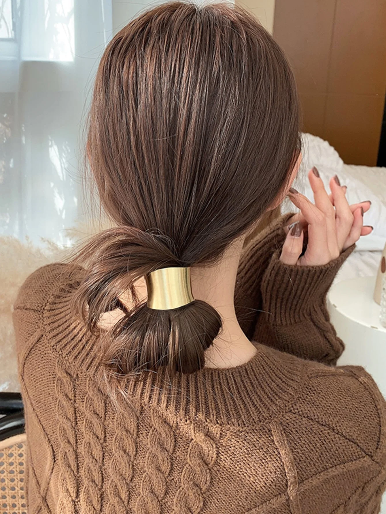 1 Pcs Cuff Ponytail Holder Metal Hair Ties Hair Elastic,Hair Band Gothic Punk Headdress Accessories for Women Girls