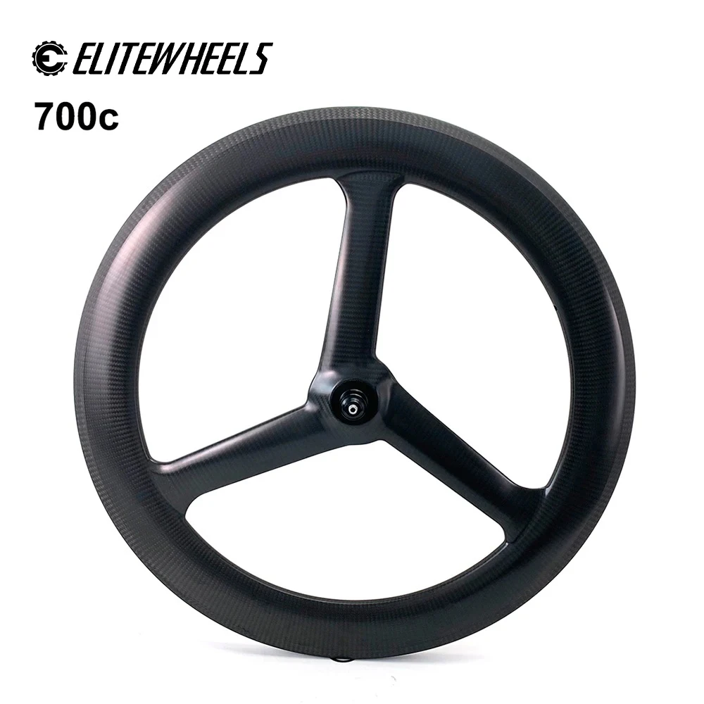 

ELITEWHEELS 700c Crabon Tri Spoke Wheelset Tubeless Tubular For Road V Or Disc Brake Track Triathlon Time Trial Carbon Wheels