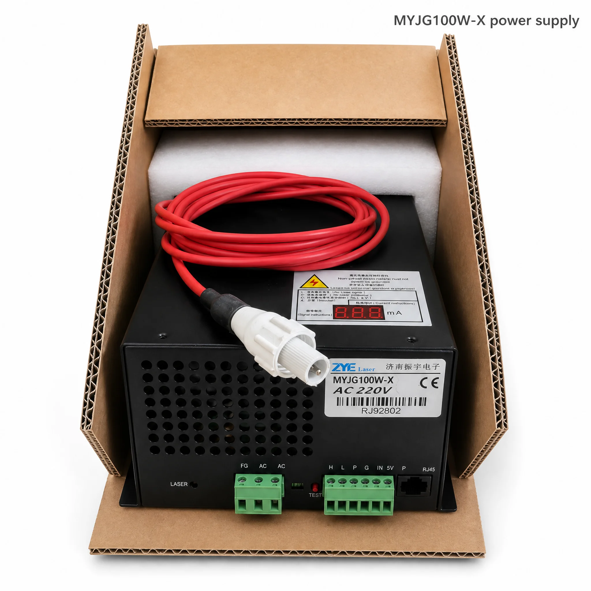 MYJG100W New CO2 Laser Power Supply 100W With Fault Diagnosis Voltage Regulator And LED Display For CO2 Laser Tube