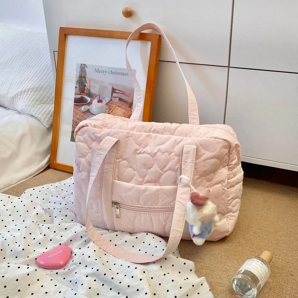 Милая сумка для подмышек, дорожная сумка для багажа, однотонная косметичка в форме сердца, нейлоновая сумка для мамы в корейском стиле, сумка для йоги