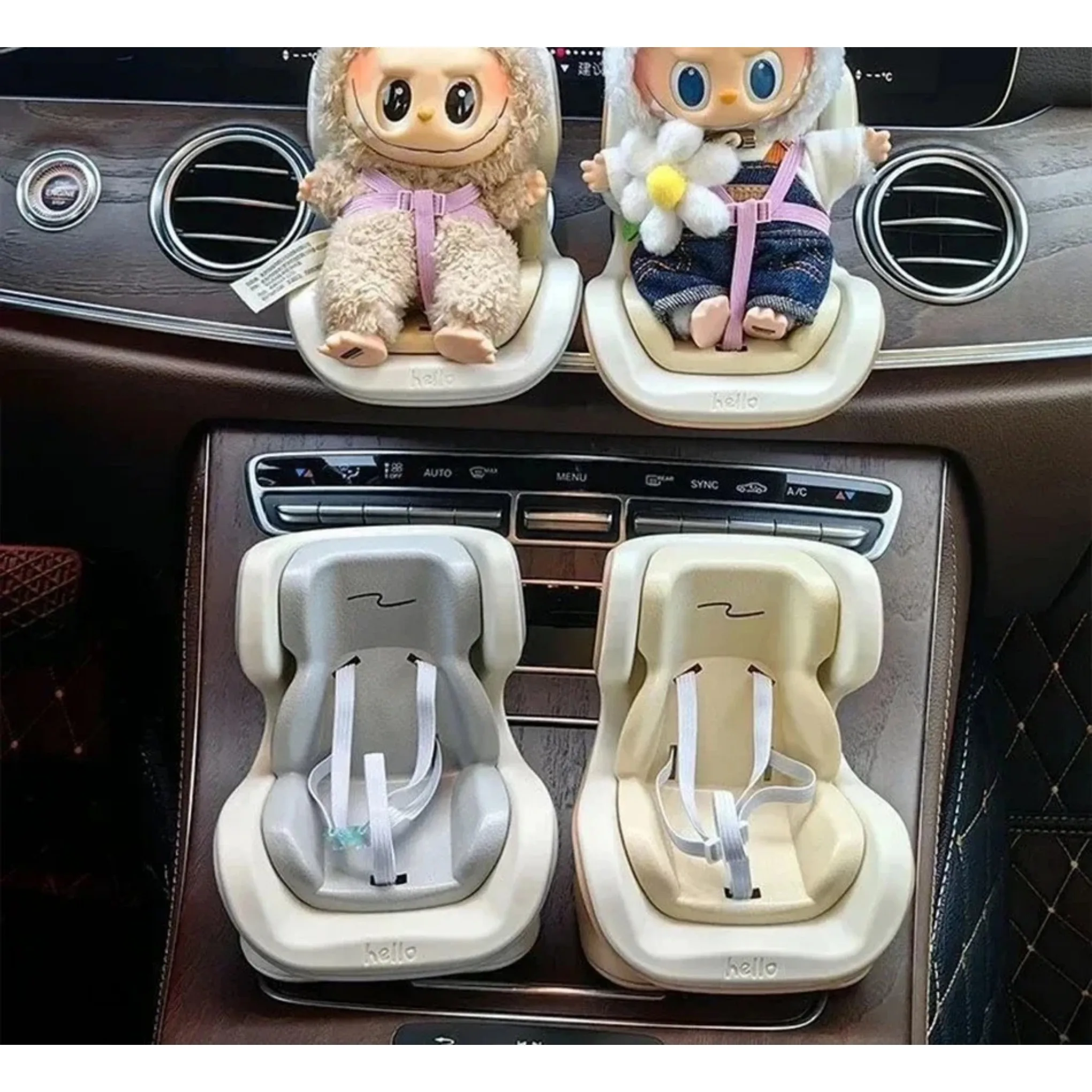 Nouveau pour Labubu voiture poupée siège de sécurité dessin animé chaise modèle Kawaii poupée siège sortie décor voiture intérieur style Labubu accessoires