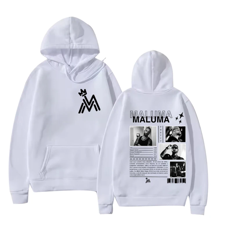 랩퍼 가수 Maluma 음악 앨범 커버 패션 프린트 까마귀 남성 여성 빈티지 스웨트 프린트 그래픽 오버 사이즈 유니섹스