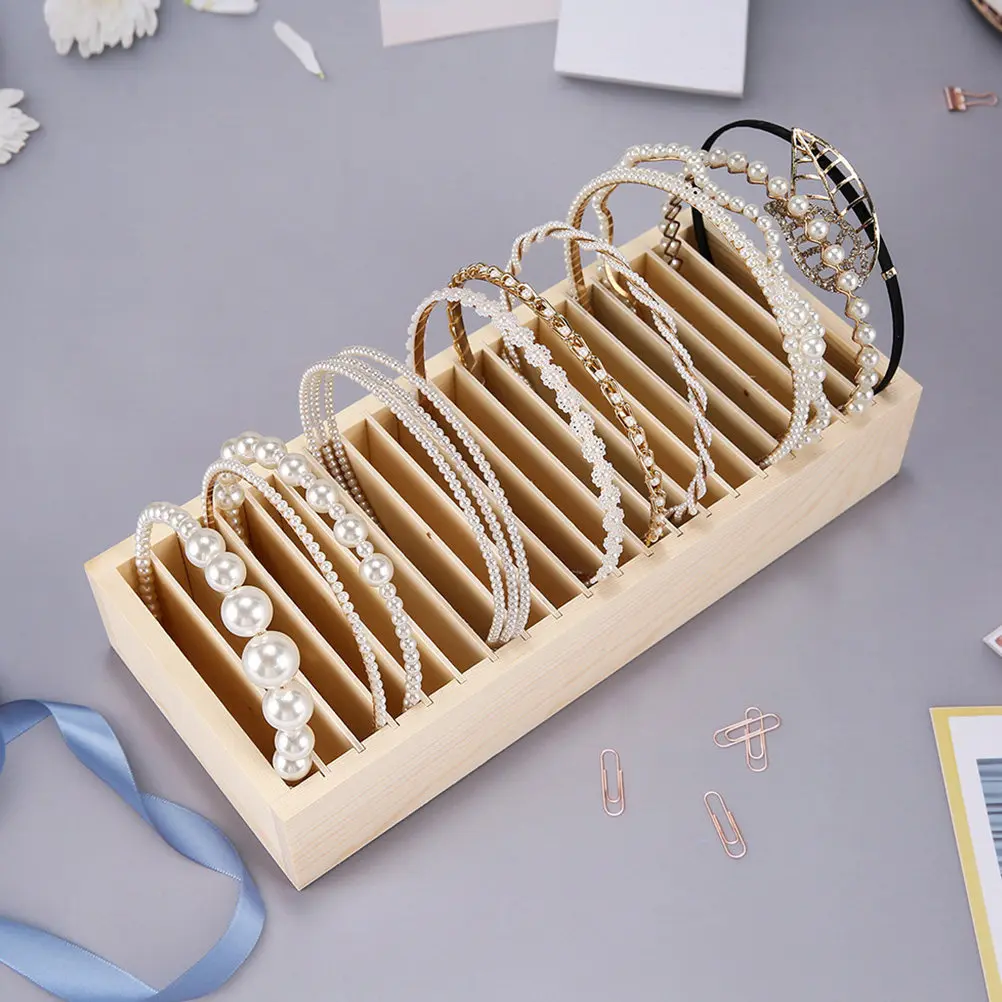 

Деревянная коробка-органайзер для головных уборов и заколок с несколькими отделениями, настольный футляр для хранения, подарок для ювелирных изделий, 1 шт.