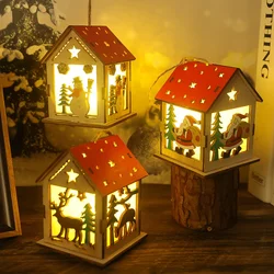 Christmas Night Light Battery Powered Glowed Chalet Night Light Xmas Tree Hanging Ornaments New Year Party Decoration Supplies