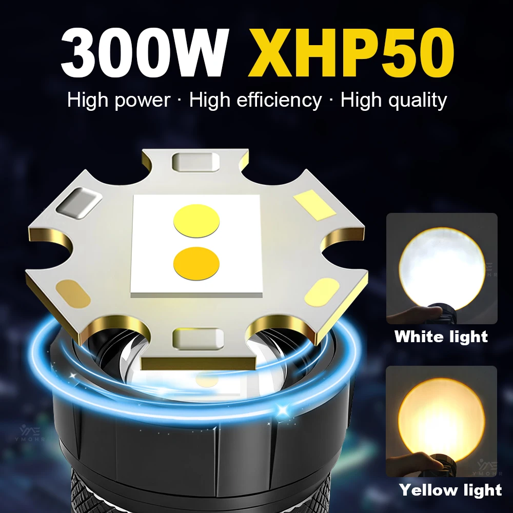 18650x2 Headlamp LED Rechargeable Long Lasting 300W High Power Headlamp Waterproof Sensor Head Torch For Outdoor Fishing Lantern