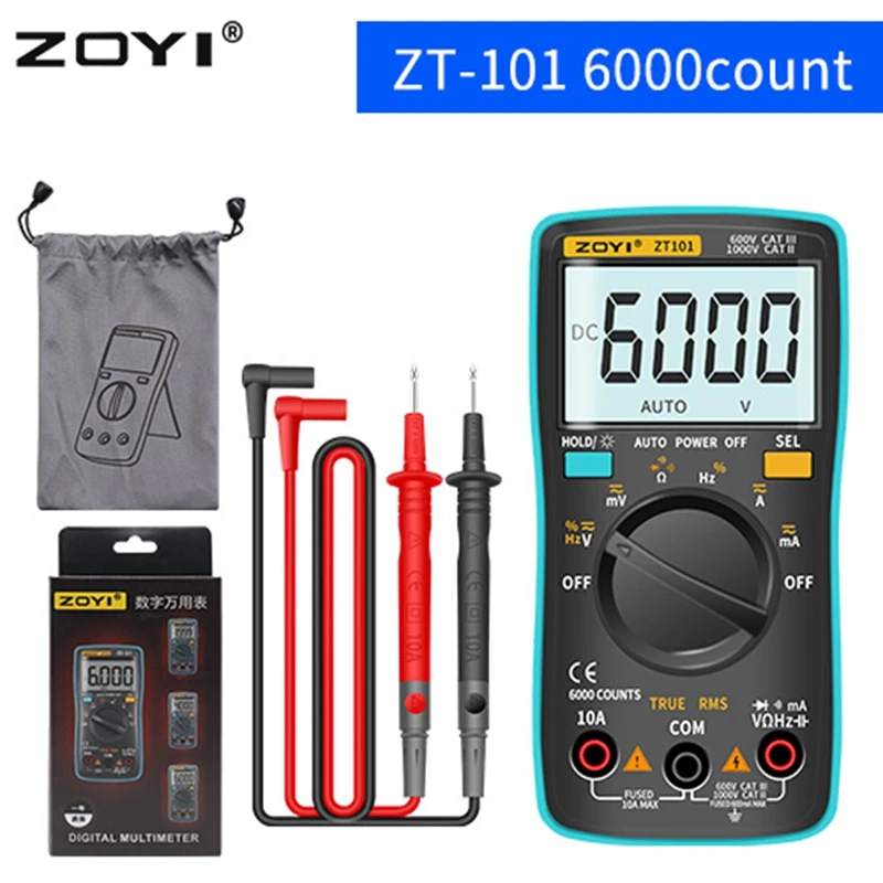 Brand AutoRange Digital Multimeter DC AC Voltmeter Ammeter Resistance Frequency Diode Meter Duty Cycle Backlit ZT98 ZT101 ZT102A