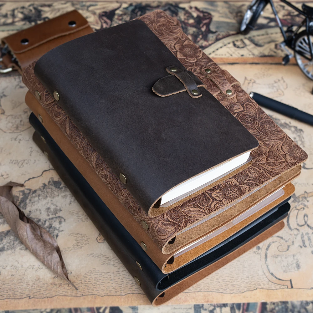 New handmade cowhide notebook, daily multi-purpose writing and note-taking Books can replace 6 holes Cores filling diary