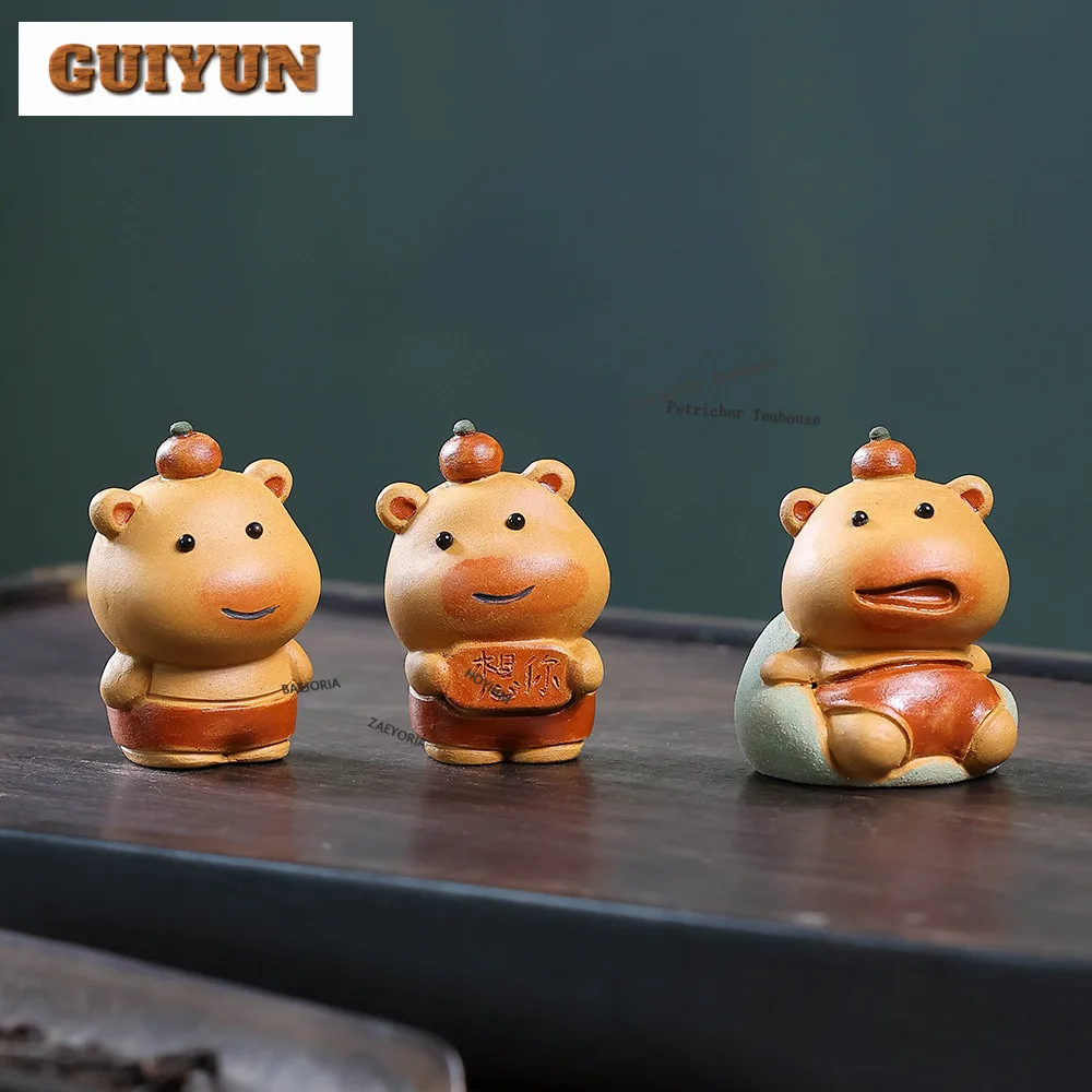 Yixing Purple Clay Capybara Tea Pet Elegant Flowerpot Landscaping Tea Figurine Play Toys Tea Statue Ornaments Accessories Gift