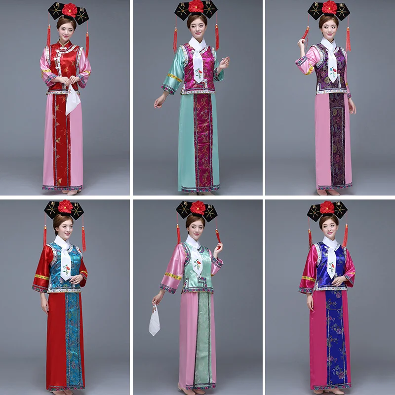 Plus Size Chinese Tradition Costume Women The Qing Dynasty Costume Chinese Princess Clothes With Hat Women Costume