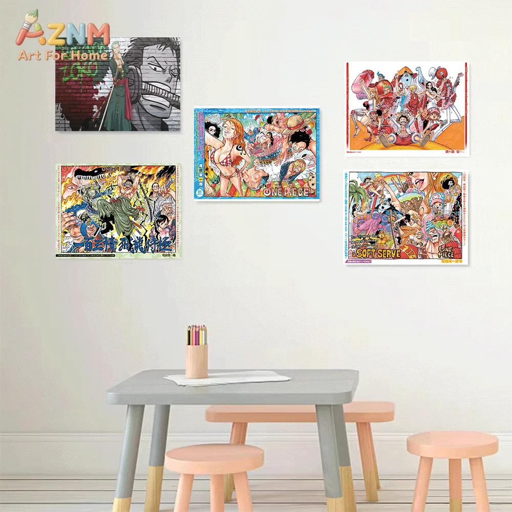 AZNM Unframed Canvas Print One Piece Roronoa Zoro Luffy Nami Anime Wall Art Manga Poster Home Decor