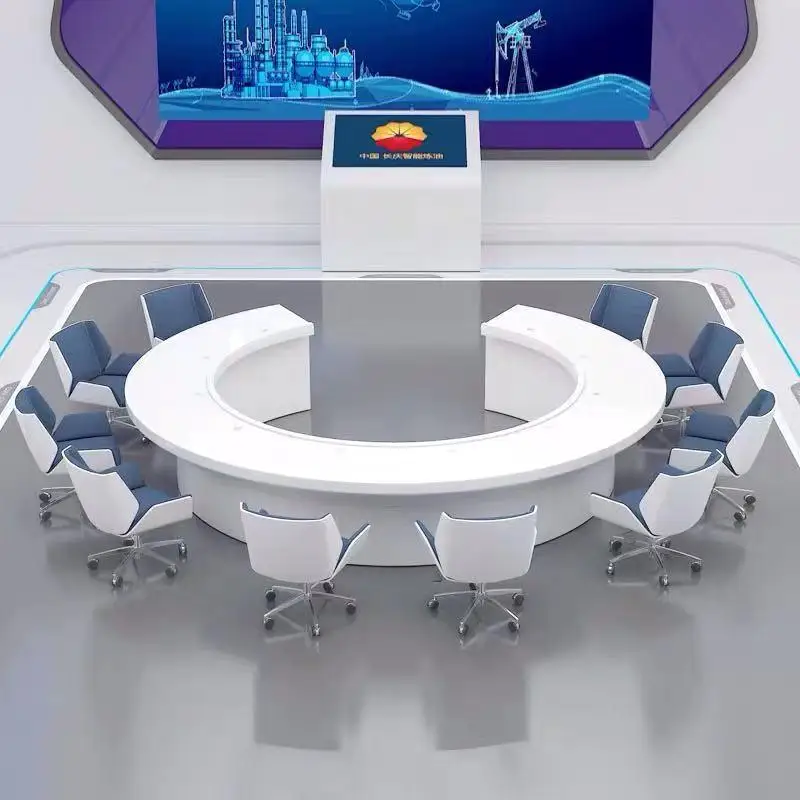 

2025 Factory Wholesale Popular Modern White Simplicity Circular Painted Conference Table For Corporate Settings