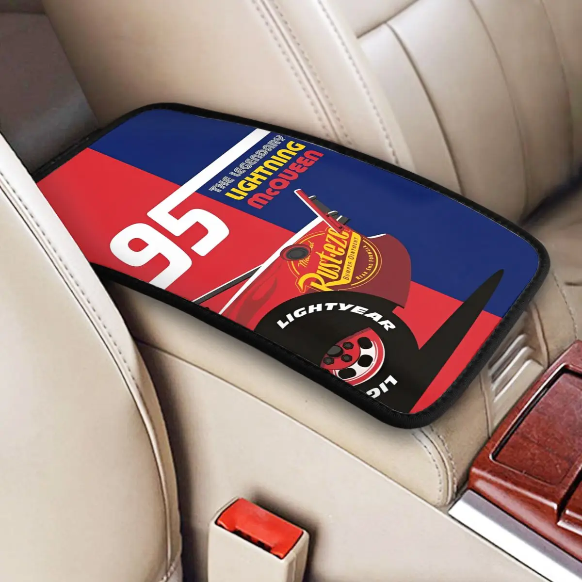 

Lightning Mcqueen Car 95 Universal Armrest Cover Pad for Car Center Console Cushion Pad Car Decor Accessories Fit for Most Cars