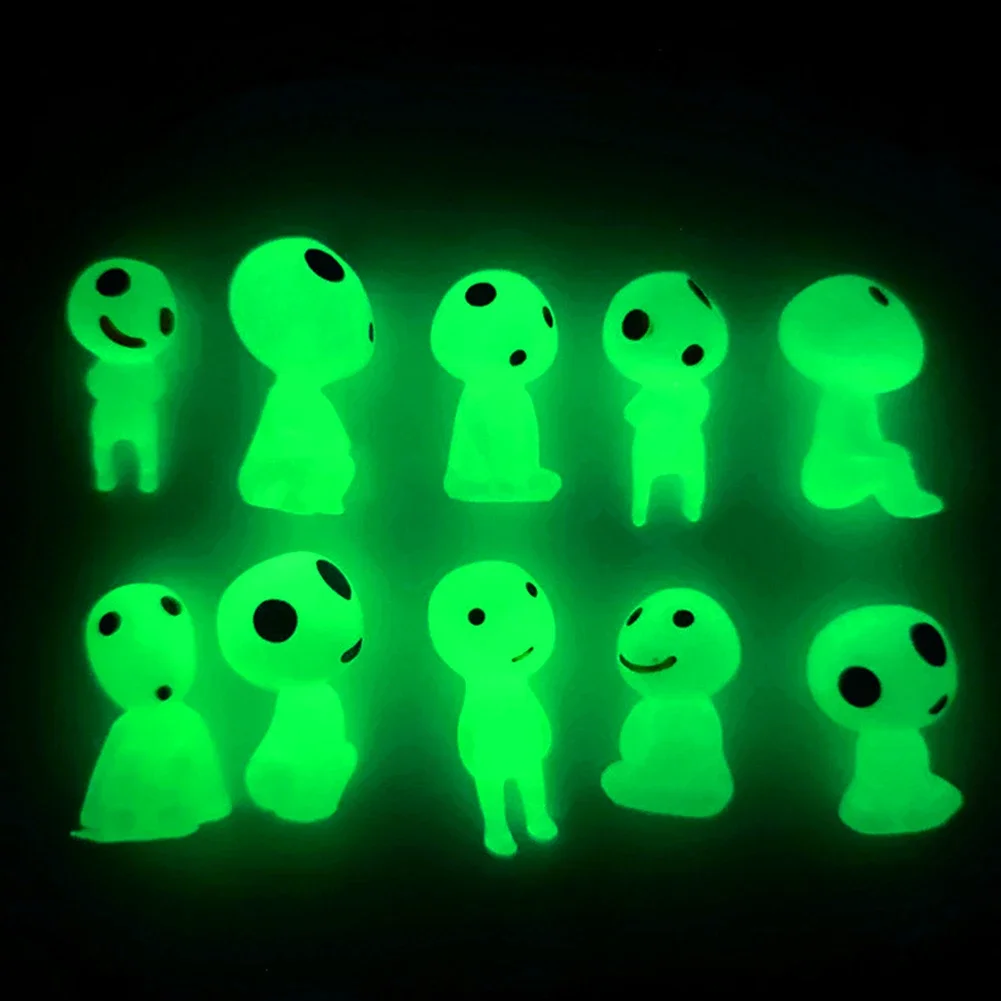 5/10Pcs Luminous Tree Elves Spirit Princess Mononoke Micro Landscape Figure Ornament Glowing Miniature Gardening Potted Decor