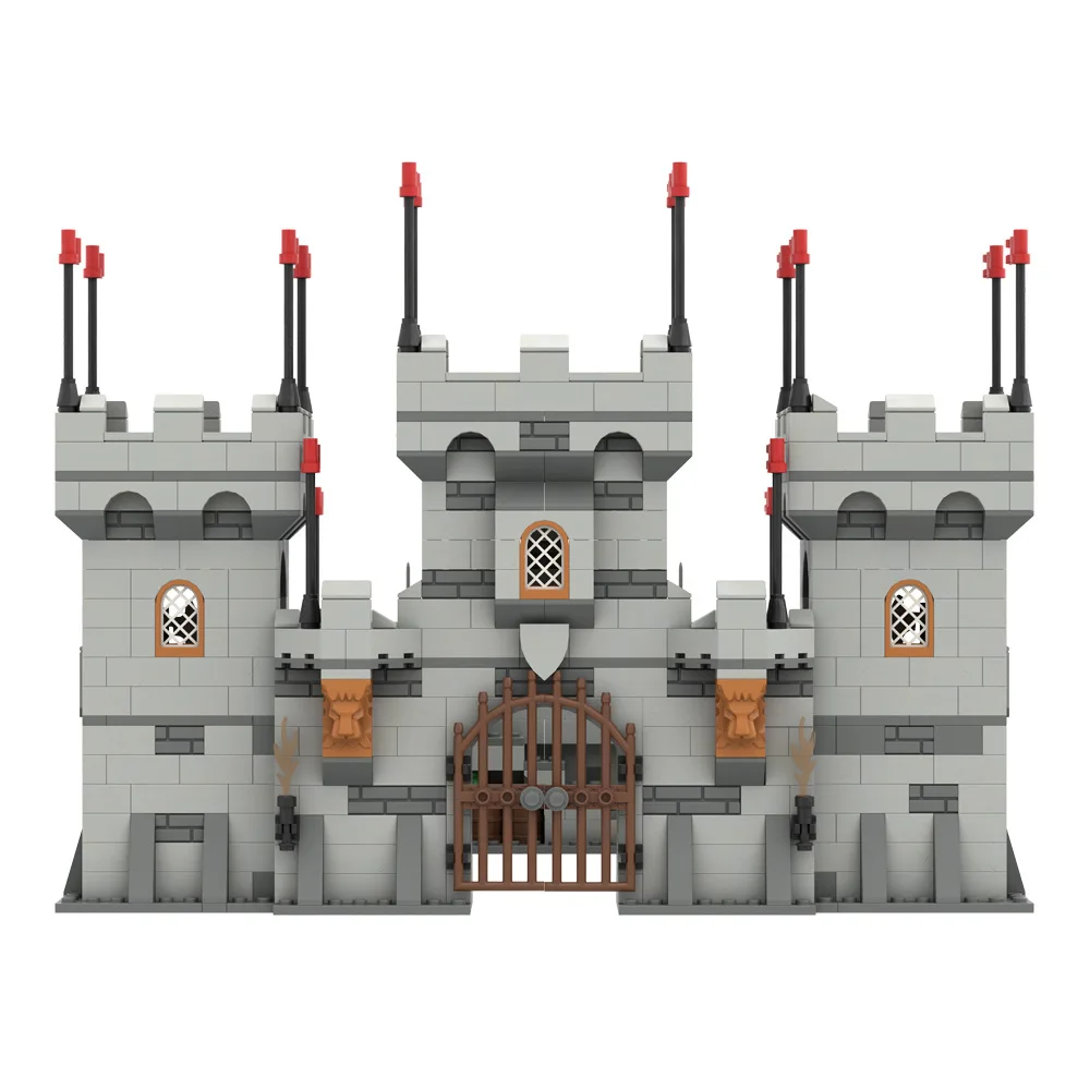 MOC Ancient Kingdom Knights Castle Wall Tower Turret Medieval Military Soldiers Action Figure Weapons Assemble Scene Kids Toys