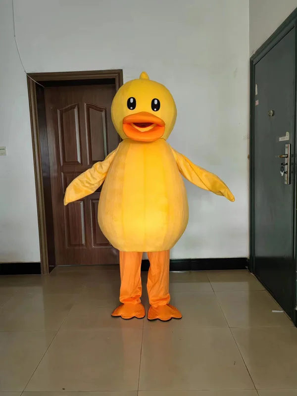 

2026 Новая версия, костюм талисмана счастливой желтой уткой для взрослых, нарядное платье на день рождения, Хэллоуин, косплей, одежда на Рождество