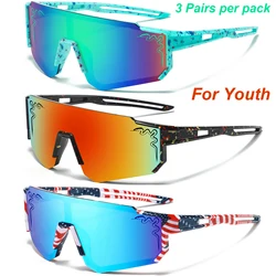 3 Pairs Age 5-16 Youth Baseball Sunglasses UV400 Boys Girls Glasses Outdoor Sport Cycling Goggles Children Kids Softball Shades