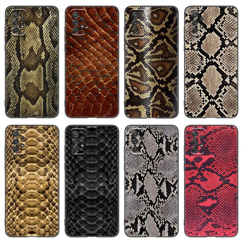 Sexy Python Snake Skin Phone Case For Samsung Galaxy A21 A30 A50 A52 S A13 A22 A32 4G A33 A53 A73 5G A12 A23 A31 A51 A70 A71 A72