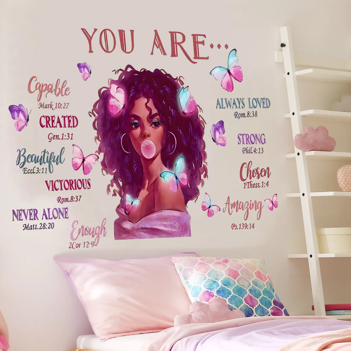 3d black girl room decoration inspirational quote wall decal sticker self adhesive bedroom wall art