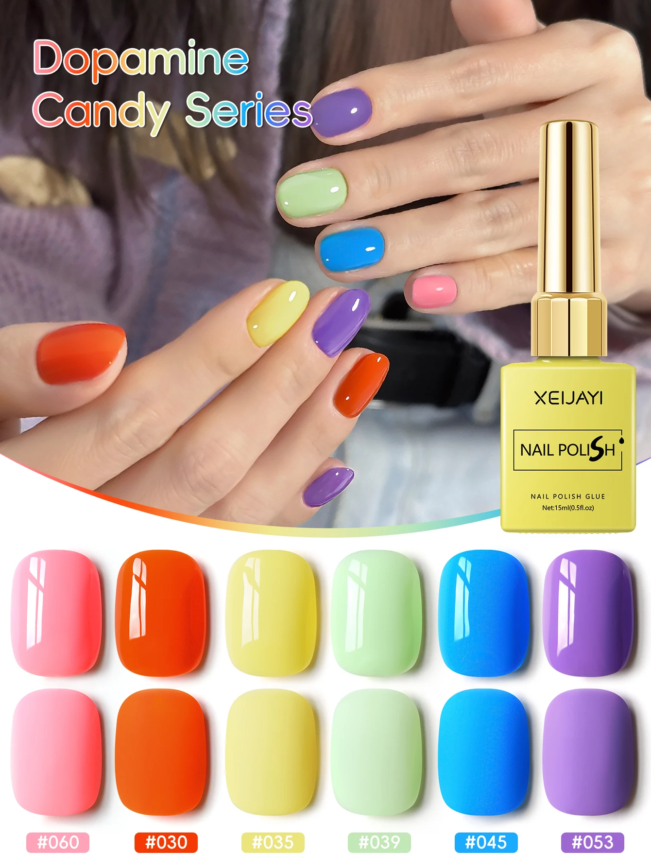 XEIJAYI 6 uds 15ml juego de Esmalte de uñas de Gel Kits de Esmalte de Gel UV semipermanente todo para Kit de manicura Soak Off UV LED Vernis