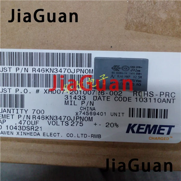 

50PCS AV R46 0.47UF 275VAC P22.5MM copper film capacitor KEMET 474/275VAC MKP 470NF 0.47uF/275VAC free shipping