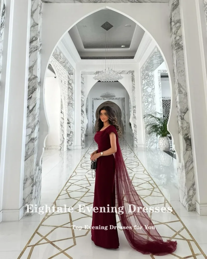 Eightale アラビアイブニングドレスカスタマイズされたストラップレスバーガンディストレッチサテンマーメイドウエディングウェディングパーティードレス