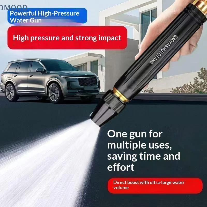 【CR】High Pressure Water Gun Adjustable Nozzle Black Non-Slip Grip for Household Car Wash Plant Watering Pet Shower Use