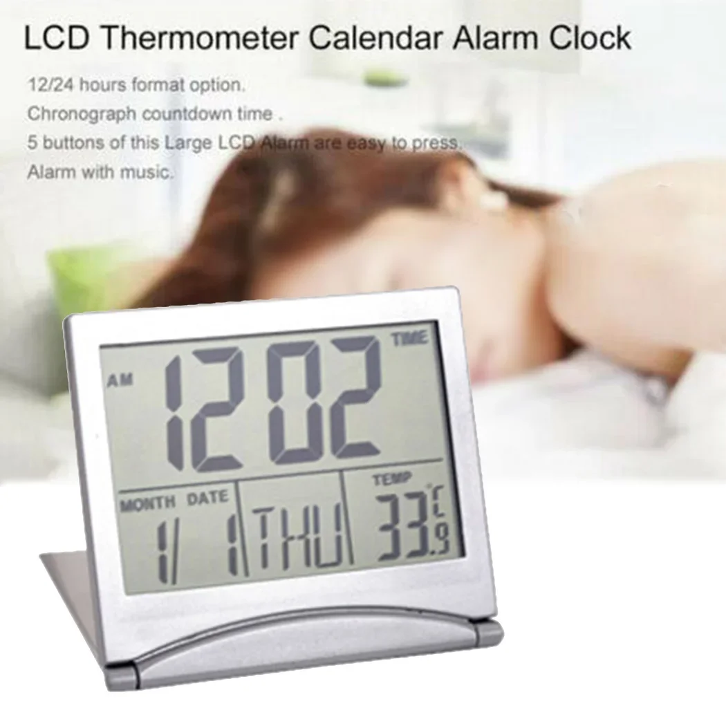 Table Digital Clock Temperature W/ Calendar Clock Digital Parts Professional Replacement Silver Tool Practiacl