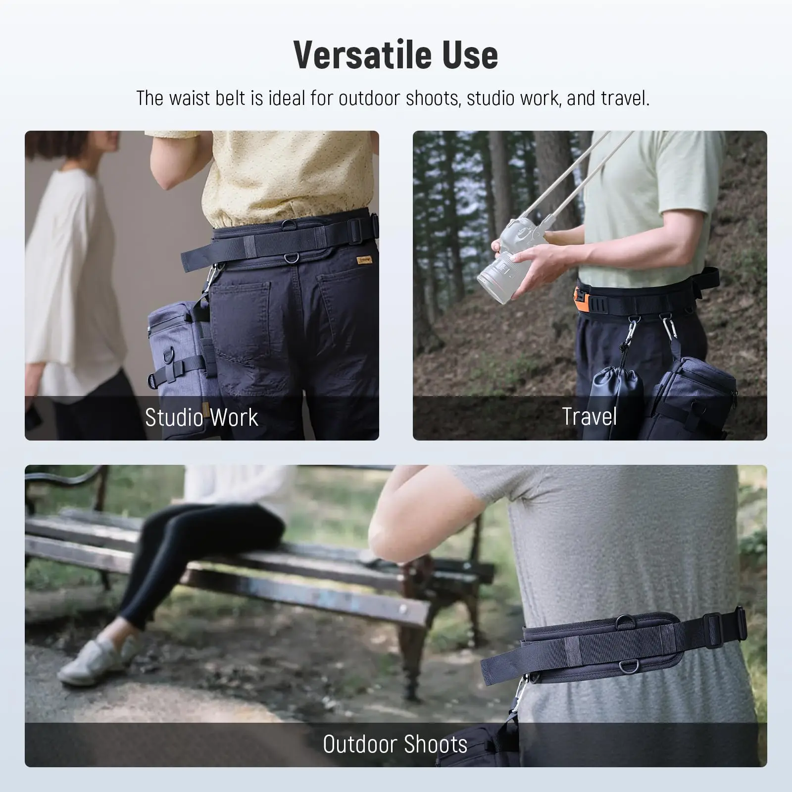 NEEWER Multi Function Utility Camera Waist Belt, Camera Strap for Photographers, Adjustable Breathable Waistband with D Rings