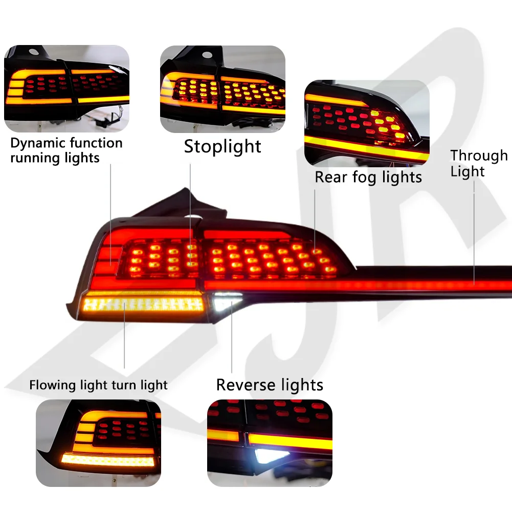 Through Taillight Assembly For Tesla Model 3 19-22 Retrofitting Car Retrofitting with Running Water Steering