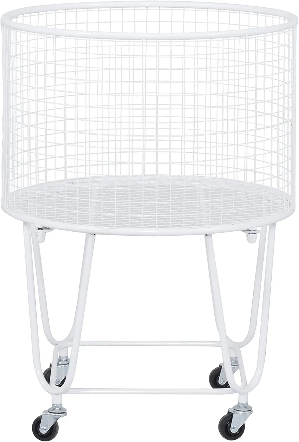 

Metal Round Storage Cart with Wheels, 18" x 18" x 24", White