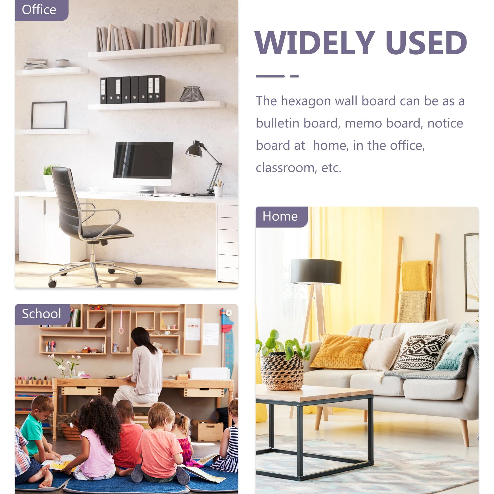 6 قطع من ألواح اللباد السداسية سهلة التركيب لوحة دبوس للصور والملاحظات والحرف اليدوية ديكور فني جداري في الفصول الدراسية والمكتب المنزلي