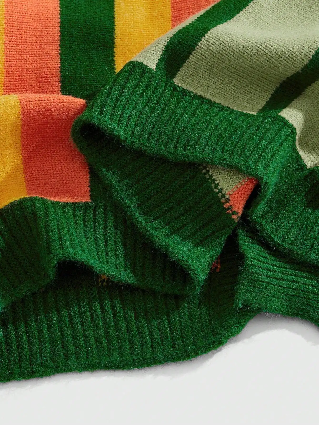 Men's Colorblock Striped V-Neck Knit Cardigan, Retro Collegiate Style, Fall Winter