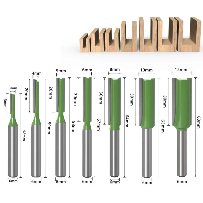 1pc 6mm 1/4 Shank Router Bits Single Double Flute Straight Bit Milling Cutter Wood Tungsten Carbide Router Bit Woodworking Tool