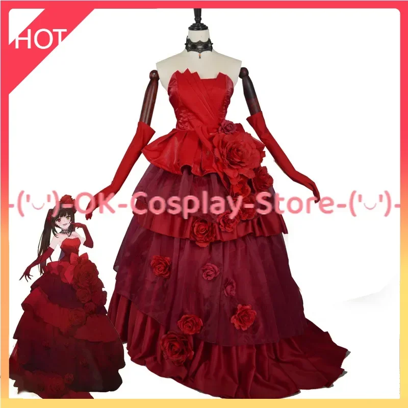 Anime DATE A Bullet Tokisaki Kurumi Cosplay Costume Women Red Formal Goths Lolita Dress Halloween Carnival Uniforms Custom Made