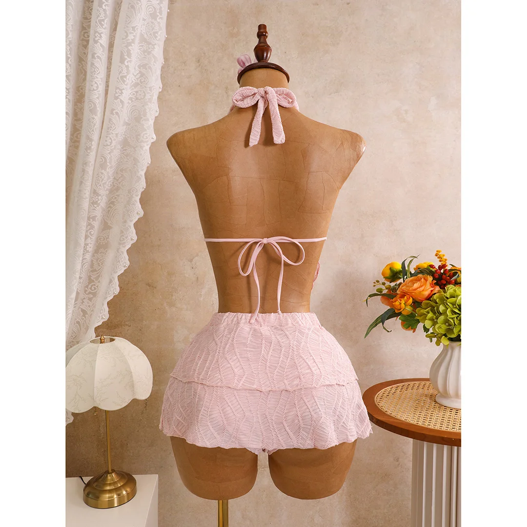 Neues 3-teiliges Tankini-Set mit Rock, geraffter Bikini, Damen-Badebekleidung, dreiteiliges Bikini-Set, Damen-Badeanzug, Badebekleidung, Badeanzug V7415 – Detail 13